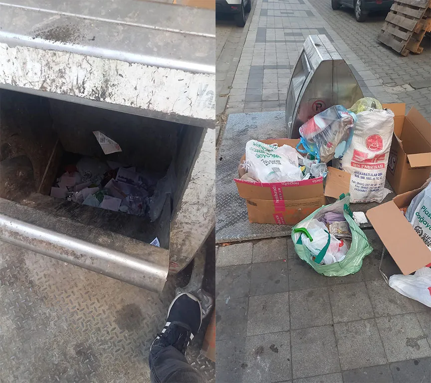 ÇÖP KENARDA, KONTEYNER BOŞ!