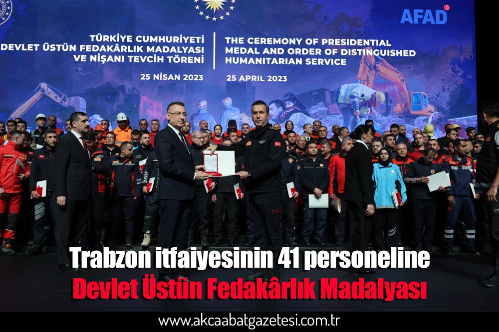 Trabzon itfaiyesinin 41 personeline  Devlet Üstün Fedakârlık Madalyası